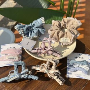 韩版条纹褶皱星星圆珠布艺发圈抓夹大肠发圈掰掰夹可爱甜美发饰