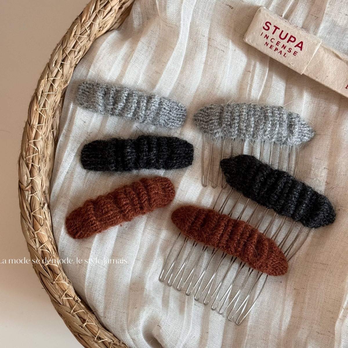 韩系秋冬毛线夹子发夹侧边刘海夹后脑勺碎发bb夹简约气质发卡头饰