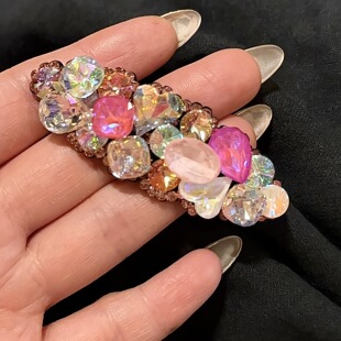 韩国东大门新品摩卡钻发夹椭圆高级感侧边碎发掰掰夹子彩钻BB夹女