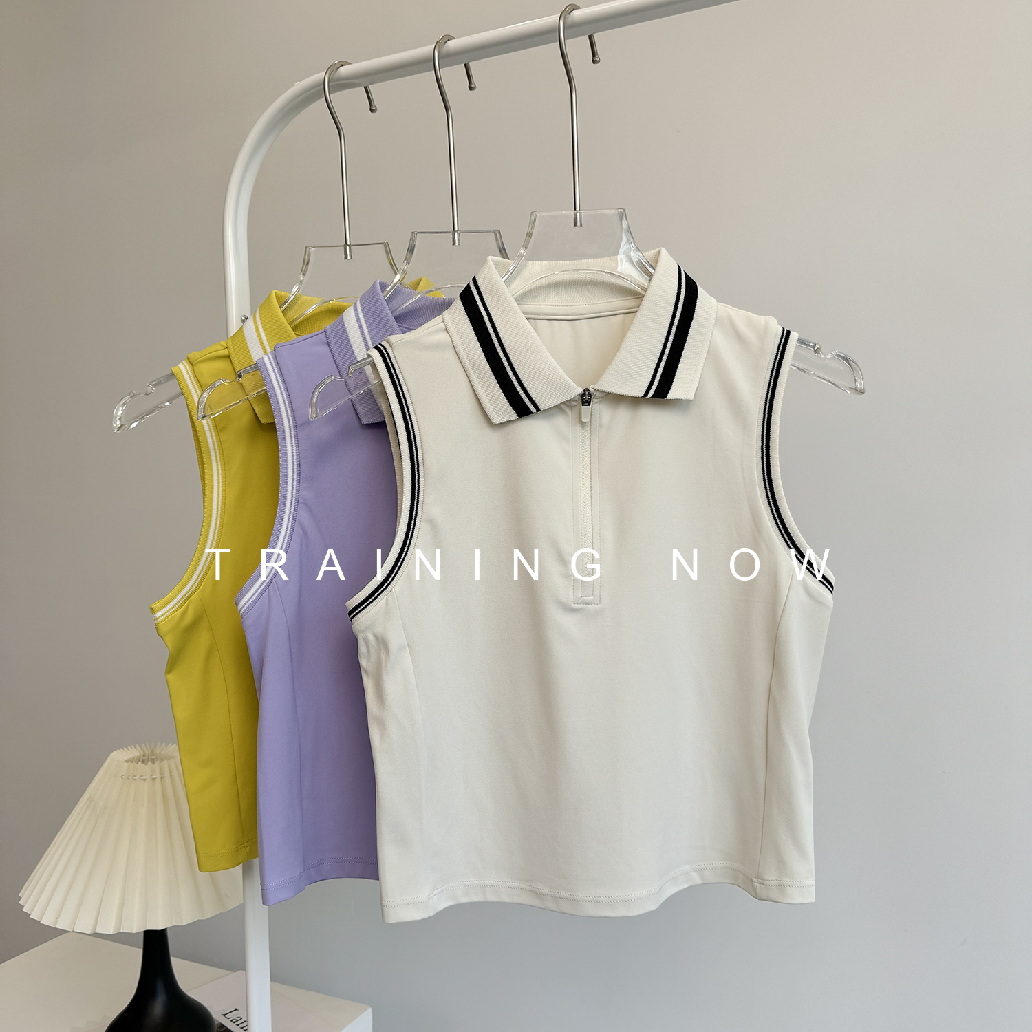 运动背心女夏季高颜值翻领跑步训练速干服薄款透气瑜伽健身上衣