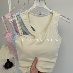 带胸垫运动背心女防震外穿遮副乳健身美背瑜伽服上衣内衣跑步文胸