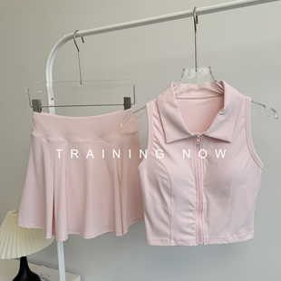 羽毛球套装女夏季网球运动一体式背心绝美高颜值专业晨跑瑜伽服