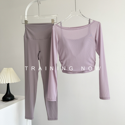 运动套装女春带胸垫修身显瘦健身