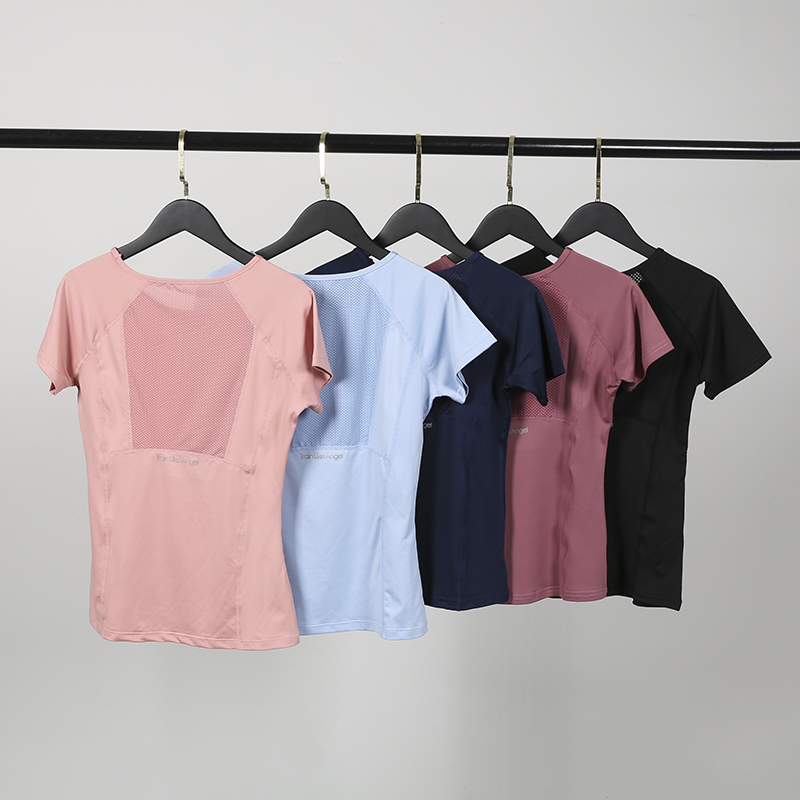 运动短袖紧身跑步t恤美背