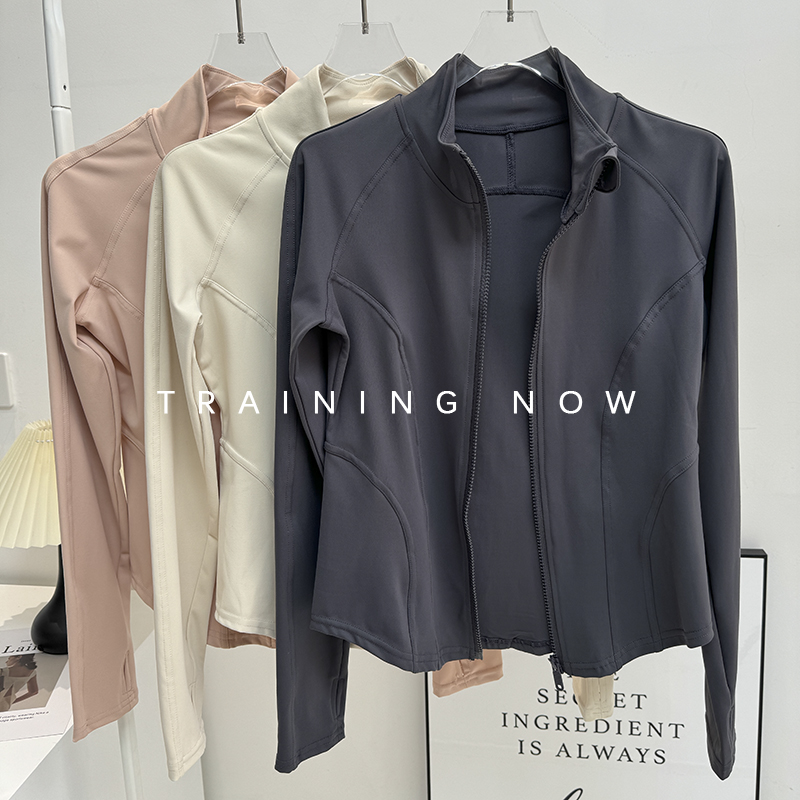 立领瑜伽服外套女修身显瘦休闲