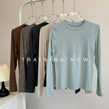 瑜伽服长袖女秋季健身房训练晨跑速干衣2025新款修身运动T恤上衣