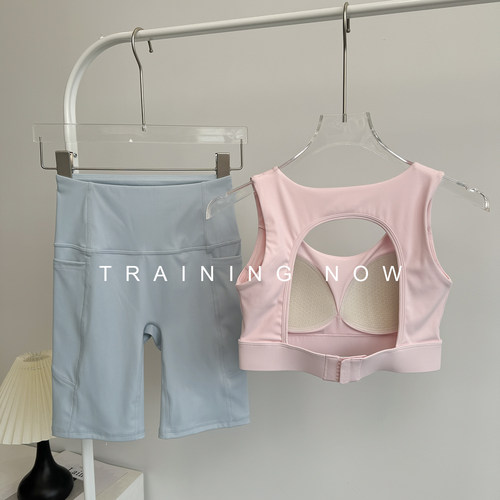 瑜伽套装女夏天健身房运动跑步普拉提一体式防震跑步骑行健身服