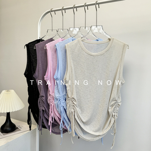 宽松薄款瑜伽服无袖背心女夏时尚修身跑步训练速干衣运动健身罩衫