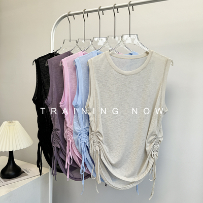 宽松薄款瑜伽服无袖背心女夏时尚修身跑步训练速干衣运动健身罩衫