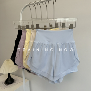休闲高腰收腹瑜伽裤 夏季 女宽松跑步健身裤 防走光运动短裤 新款