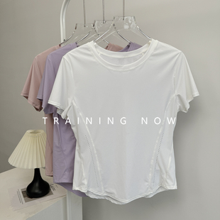 宽松运动短袖女夏季薄款透气跑步训练速干T恤健身房瑜伽服上衣