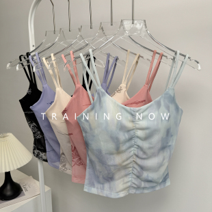 一体式 性感网纱透气瑜伽健身文胸跑步防震外穿背心 运动内衣女夏季