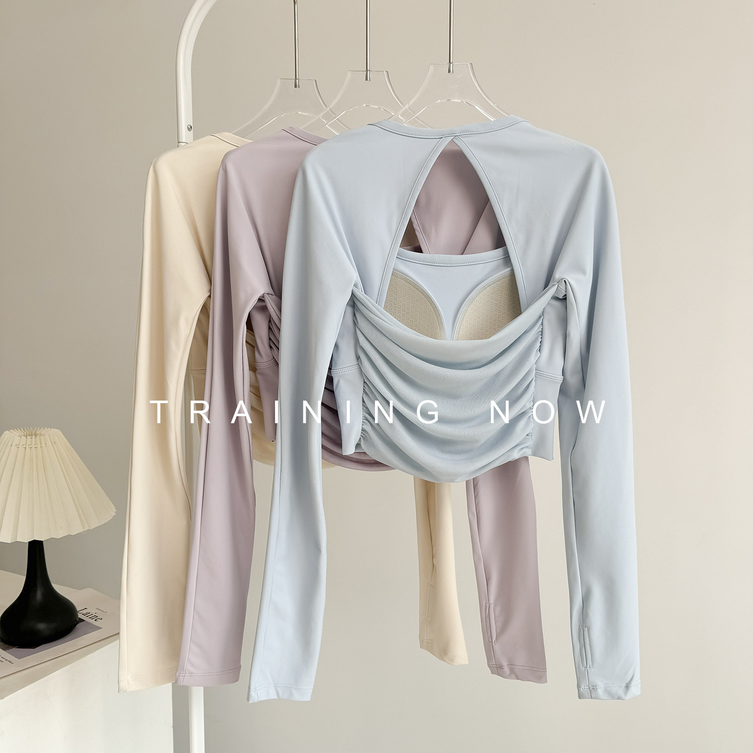 高级感运动上衣女秋带胸垫美背长袖瑜伽服专业普拉提训练服健身服