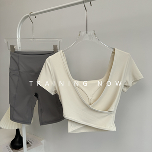 健身套装女夏季修身显瘦普拉提运动短袖短裤高级感户外跑步瑜伽服