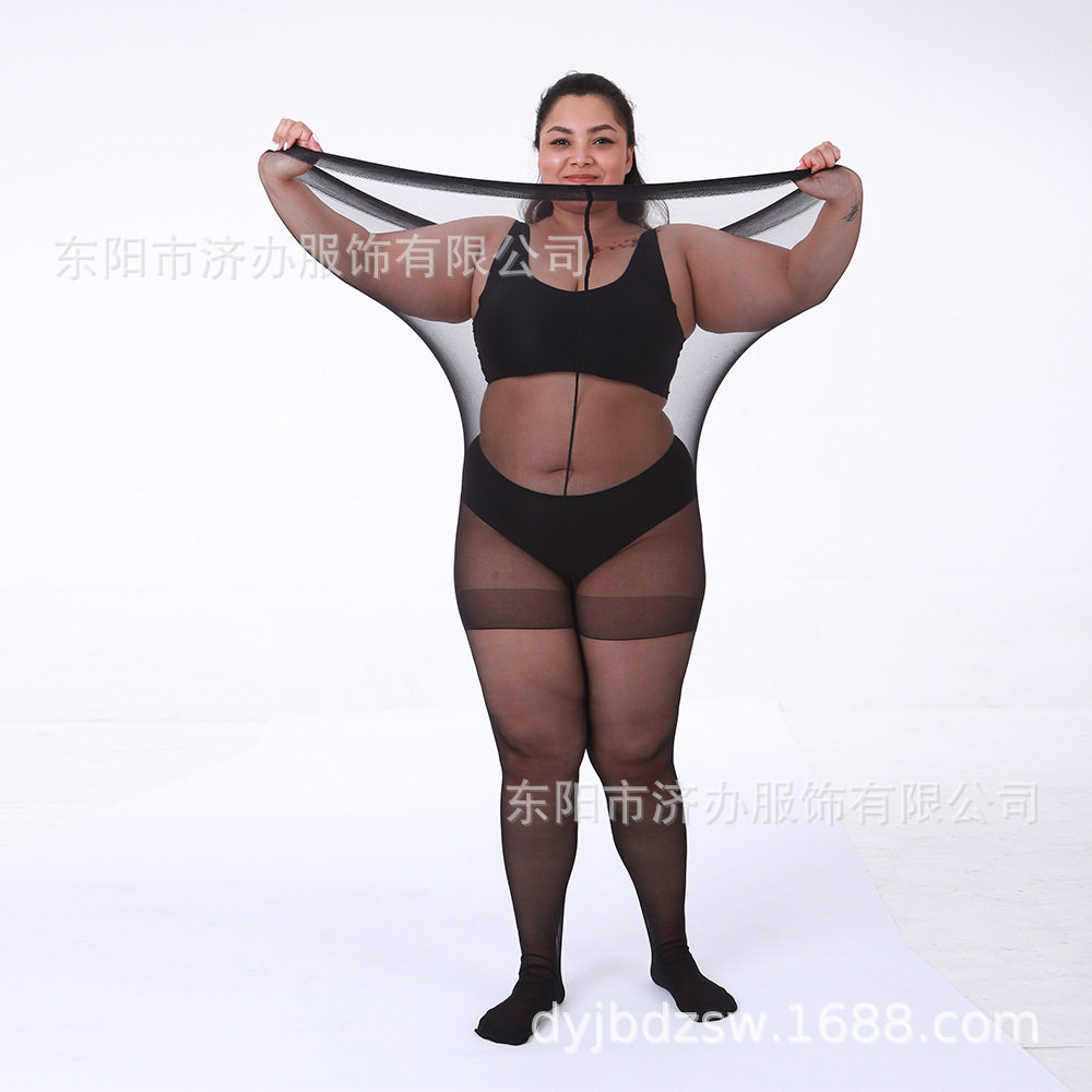 特大码丝袜跨境欧美亚马逊20D超薄6XL-8XL胖mm加肥一线裆连裤袜女