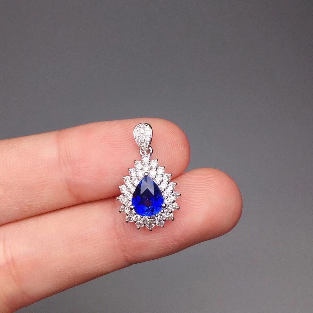 18K天然皇家蓝蓝宝石吊坠1.3ct