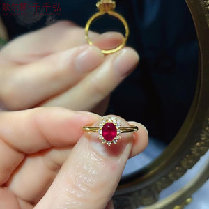千千弘18K黄金红宝石戒指项链