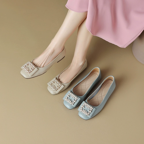 Летняя обувь, универсальные туфли для матери из жемчуга, из натуральной кожи, мягкая подошва