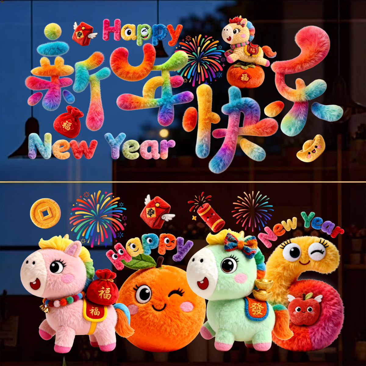 2026新年马年5D立体毛绒静电玻璃春节橱窗贴纸福字窗花过年装饰,节庆用品/礼品,福字/窗花/窗贴,淘宝优惠券,粉丝福利购,淘宝优惠卷
