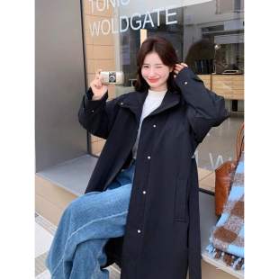 黑色休闲风衣2025新款女士大衣春秋季薄款中长款外套女小个子大衣