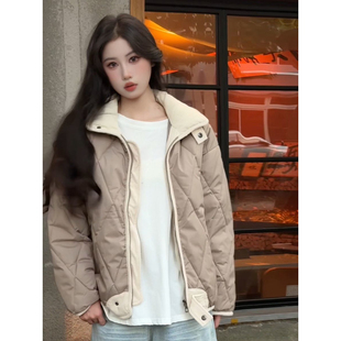 菱格短款棉衣棉服2025新款早春秋冬季上衣外套女装冬季加棉厚棉袄