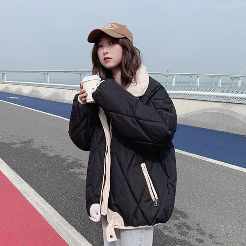 和锋金羽短款菱格棉服外套