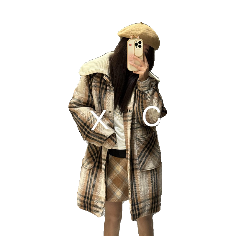 中长款韩版毛呢外套女
