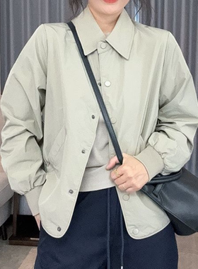 时尚短款女士衬衫外套2026春秋季新款薄休闲小个子上衣女长袖正肩