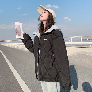 韩系菱格短款羽绒棉衣棉服女秋冬季外套夹棉薄款棉袄2023年新款潮