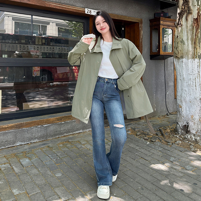 气质休闲风衣2025新款女士大衣春秋季薄款中长款外套女小个子大衣