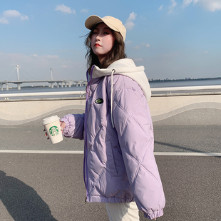 韩系菱格短款棉衣棉服女秋冬季外套女装夹棉薄款棉袄2025年新款潮