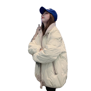 韩系菱格短款羽绒棉衣棉服女2025年新款潮秋冬季外套夹棉厚棉袄子