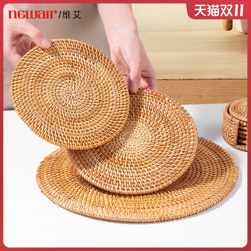 手工藤编织隔热垫家用餐垫盘碗垫砂锅垫杯垫茶杯垫壶垫防烫餐桌垫