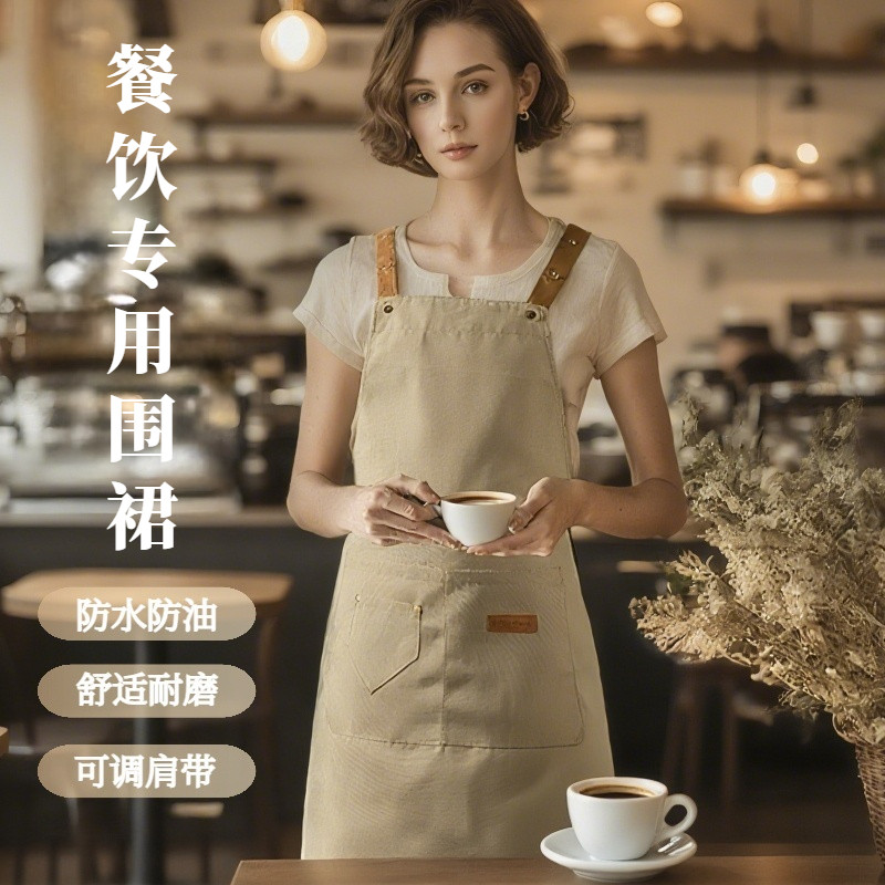 围裙餐饮专用防水防油污厨房家用做饭罩衣工作服围腰高级感年轻款