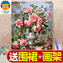 赵公子diy数字油画客厅上色水彩成人画画手工填色手绘装饰油彩画