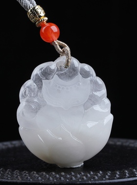 天然白兔毛水晶萌九尾狐吊坠晶体通透萌萌哒桃花爱情实物更漂亮