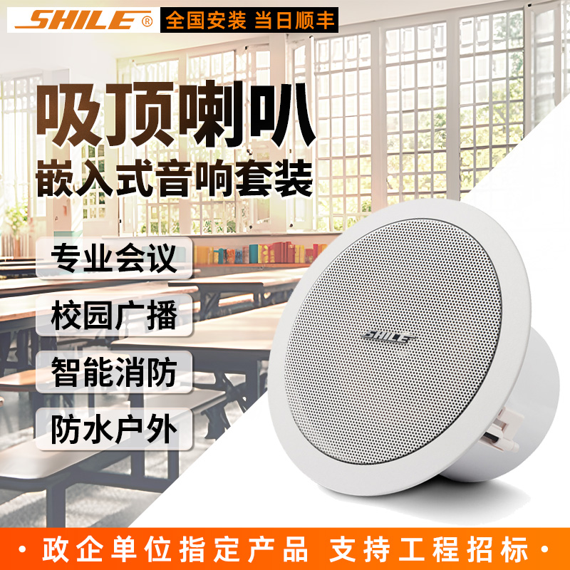 狮乐bx-205吸顶喇叭室内音响校园公共消防广播教室店用挂壁式音箱