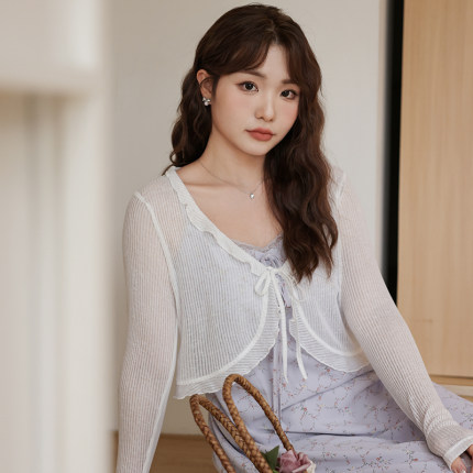 微胖mm正肩条纹外搭防晒开衫2025夏季新款大码女装宽松短款针织衫