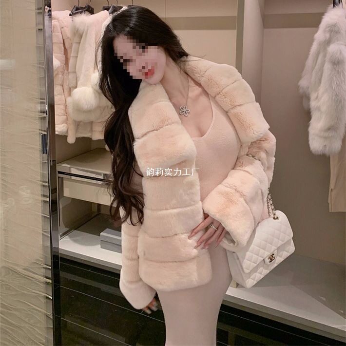 2025款贵妇千金天鹅绒仿貂皮大衣水貂毛皮草外套女短名媛