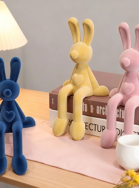 玉米兔子毛绒爱心桌面摆件