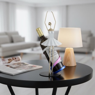 创意芭蕾舞者红酒架金属桌面摆件家居装饰品轻奢酒瓶支架