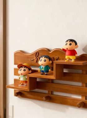 日式木质蜡笔小新壁挂收纳摆件