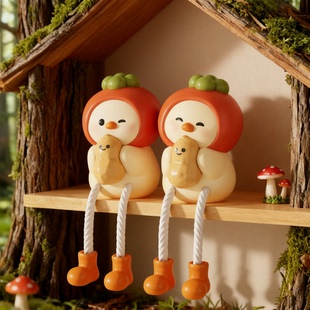 可爱橘子小人陶瓷摆件家居装饰挂件萌物潮玩包挂工艺品