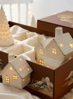 圣诞陶瓷小屋LED灯光摆件