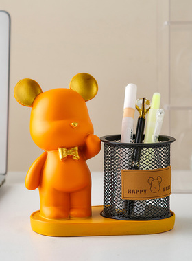 创意暴力熊笔筒摆件艺术办公室桌面收纳盒文具用品教师节生日礼物