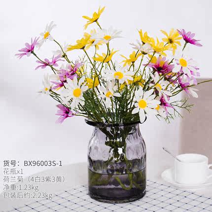 创意大口花瓶玻璃透明干花插花摆设客厅餐桌玄关装饰品摆件小清新