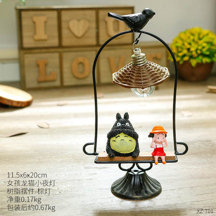 可爱龙猫书桌小摆设创意家居客厅房间卧室床头柜少女心装饰品摆件