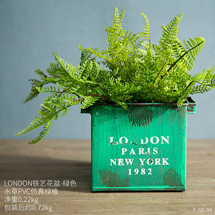 创意美式复古仿真绿植植物盆栽摆件酒吧柜台桌面装饰品花盆小摆设