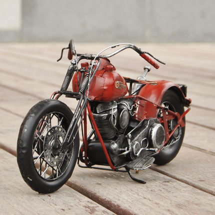 复古铁艺做旧仿真哈雷摩托车模型铁皮玩具美式工艺品创意家居摆设