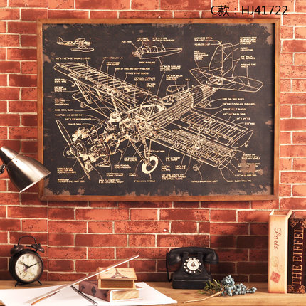 美式壁饰创意家居墙饰软装饰品loft复古工业风咖啡厅酒吧墙上挂画